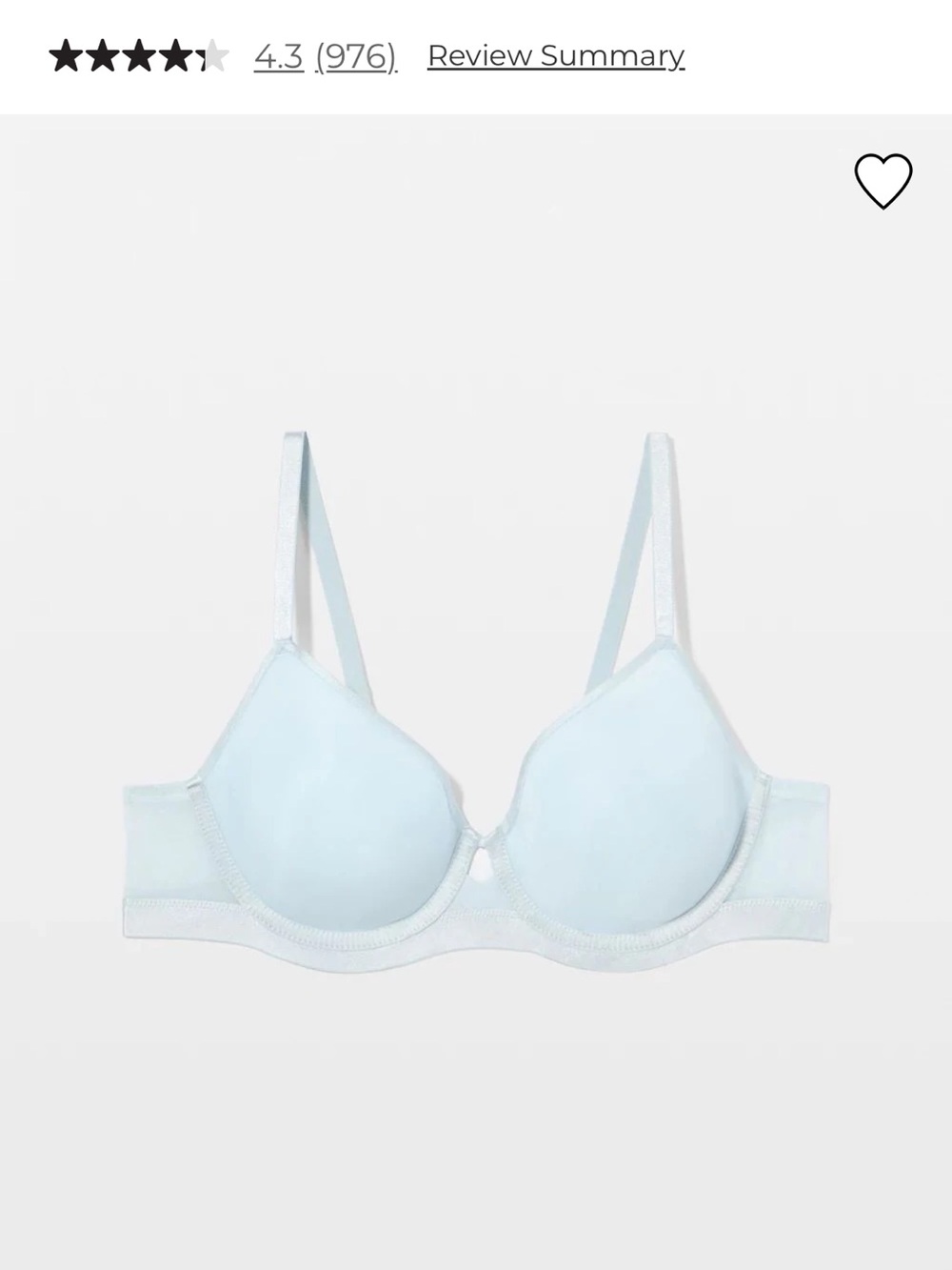 Soma Light Blue Perfect Coverage Bra
